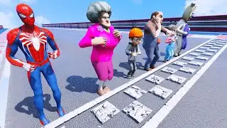 Scary Teacher 3D - Running Race in Los Santos - Spiderman vs Miss'T - Game Animation