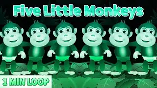 [1 Min Loop] Five Little Monkey Poem Remix 🐒 Cute Animal Animation Fun Nursery Rhyme @FinnyRhymes