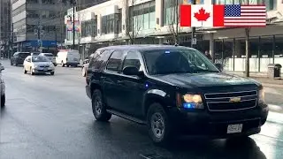 *EXCLUSIVE* [Trump Family] Motorcade In Vancouver (Canada) Secret Service & RCMP