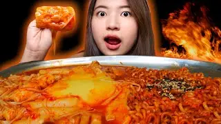 MUKBANG SAMYANG + TOPOKKI + JAMUR ENOKI + KEJU MOZARELLA KUAH PEDAS