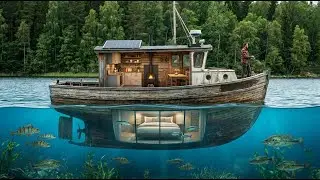 Turning a Shipwreck into a Dream Tiny House (ASMR) - Luxury Bedroom Under the Lake