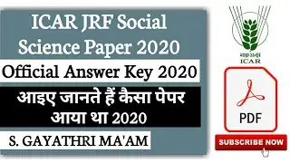 ICAR JRF Social Science Solved Question Paper 2020 | S. Gayathri Ma'am | Agriculture & GK