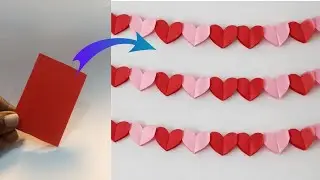 Paper craft ideas decoration| Easy paper craft for valentine's day| How to make heart chain fun DIY 