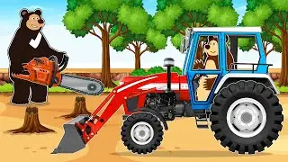 Farmer Hard Working: Front Loader Tractor and Forest Firewood Delivery | Farm Vehicles Animation