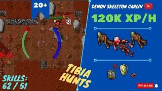 RP SOLO LVL 20+ 120K XP/H - SKILLS 62/51 - Demon Skeleton Carlin - TIBIA HUNT