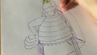 Drawing and Colouring Abe Turtle for Chris Grine