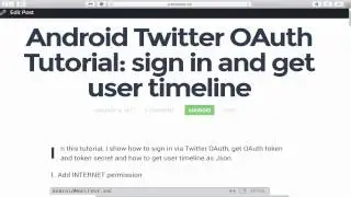 Учебное пособие по Android Twitter OAuth: войдите в систему и получите доступ к ленте событий пользователя (часть 1)