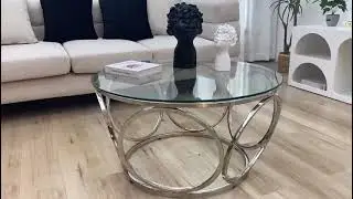 Couchtisch rund mit Design-Gestell aus Stainless Steel | SalesFever