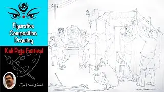 | How To Draw Kali Puja Drawing | Kali Puja Drawing On Pencil Sketch | Kali Puja Scenery Drawing |