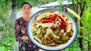  ឆាផ្លែត្រឡាចជាមួយកំពឹសមានរសជាតិឆ្ងាញ់ណាស់-Cambodia food/Dara Cooking 