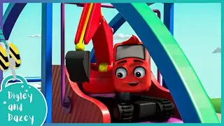 Digley Is Stuck! Someone Help! 🚧 🚜 | Digley and Dazey | Kids Construction Truck Cartoons