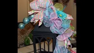 How to make a deco mesh swag for a lantern