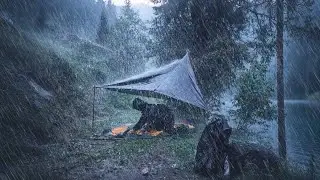 ENJOYING VERY BAD WEATHER NEAR LAKE‼️CAMPING IN HEAVY RAIN 🌧️
