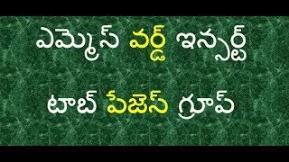 ఎమ్మెస్ వర్డ్ ఇన్సర్ట్ టాబ్ పేజెస్ గ్రూప్ | MS Word Insert tab pages group
