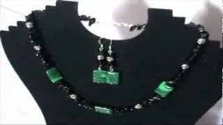 Bijuterii handmade online - Set colier si cercei din onix si malachit
