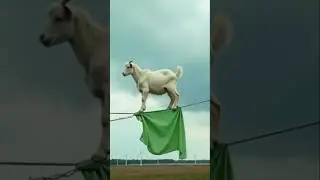 Goat walking on the cable #animals  #viralvideo  #funny  #whitegoat  #ai