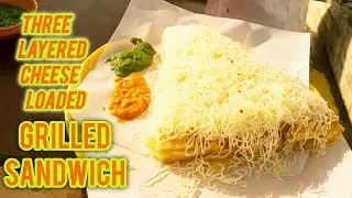 Triple Layer Cheese loaded Veg Grilled Sandwich | Cheesy Veg Sandwich Recipe | Grilled Veg Sandwich