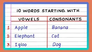 Words Starting with Vowels and Consonants | Words Starting with Vowels | Starting with Consonants