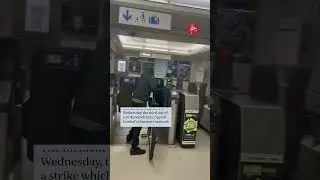 Moment fare dodger pushes bike through ticket barrier at London's Bank Station