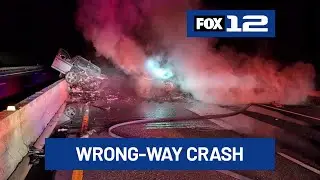 Driver dies in fiery wrong-way crash on I-84 near Corbett