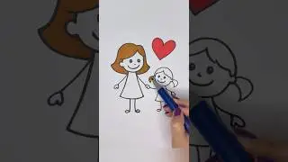 How to Draw a Cute Mother and Daughter 👩&zwj;👧