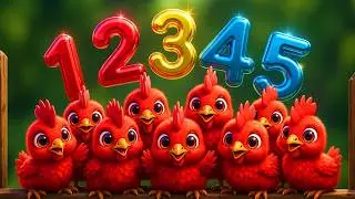Count With Little Red Chickens! 🐥 | Learn Numbers 1 - 5 & Color Red | Kids Nursery Rhyme