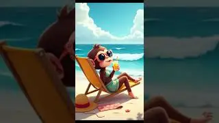 Mini Monkey Chilling at the Beach with Juice & Shades