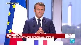Macron gives speech at close of G7 summit in Biarritz