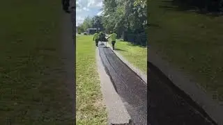 Sealing the path with pitch black emulsion #shorts #construction #asphalt