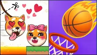 Rope Dog Cut to Save VS Dunk Dude Basketball Game - All Levels SpeedRun Gameplay