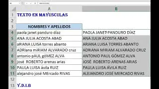 TEXTO EN MAYUSCULAS EN EXCEL