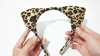 Cheetah Cat Ears Headband Bow Tie Tail and Golden Leopard Print Face Tattoo Sticker Masquerade Mask