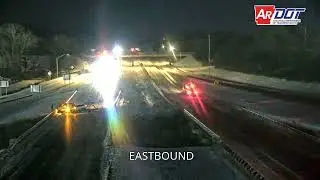 Arkansas: Pickup Truck Towing Vehicle Slides & Crashes On Black Ice