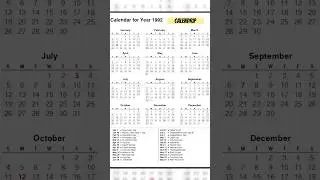 Calendar 1992 #monthsoftheyear