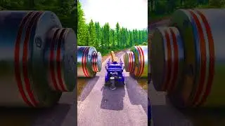Colorful Trucks vs Bollard -BeamNG.drive