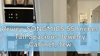 Review SONGMICS 55 Inches Tall Spacious Jewelry Cabinet, Jewelry Armoire with Light-Up Interior Mirr