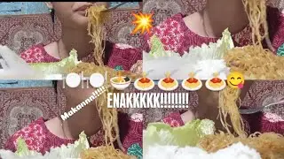 Eat vegetable vermicelli noodles with rice balls and raw vegetables as raw vegetables!!!!! 🍽🍴🍝🍝  
