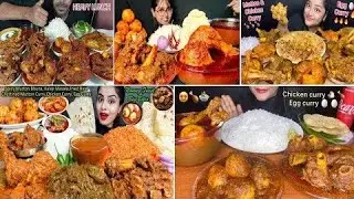 EATING SPICY MUTTON ROGAN JOSH, SPICY CHICKEN CURRY WITH BUTTER NAAN, LACHHA PARATHA AND PURI/LUCHI