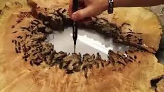 Resin and Live Edge Wood Slice Clock