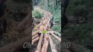 Unique Way People in China Transport Wood Down the Mountains! #WoodTransport #ChinaTraditions
