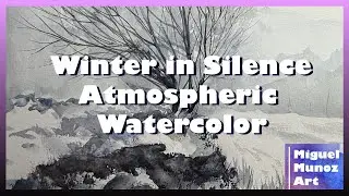 Winter in Silence Atmospheric Watercolor Landscape
