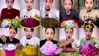 REFROZEN PASSION FRUIT, MATCHA AND MILK POWDER SHAVED ICE EATING ASMR💚🧊💛