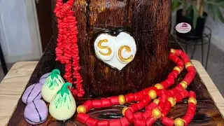 Fondant coral beads, garden eggs, kola nuts| Nigerian traditional wedding cake