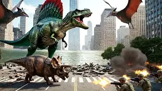Massive Dinosaur Invasion in New York City | US Army Battles T. rex & Raptors in Manhattan