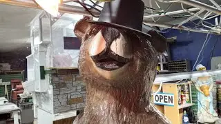 Fred the concrete bear. Takes the stage for the first time.