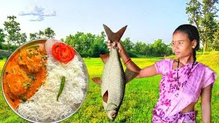 22 years Old woman Big Fish Curry || Tribel To Market || Cooking & Eating || The traditional life