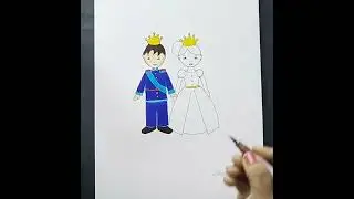 Cartoon King and Queen Drawing (Full drawing video link in description box)@sreebaviart