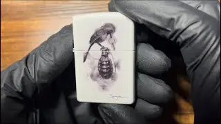 Spazuk Zippo Lighter: White Matte Bird & Grenade 🦜💣