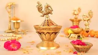 Brass Dhoop Dani with Peacock Incense Dhoop Burner for Home Office Temple Prayer | eMetalCrafts