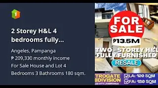 2 Storey H&L 4 bedrooms fully furnished for Sale in Angeles Pampanga